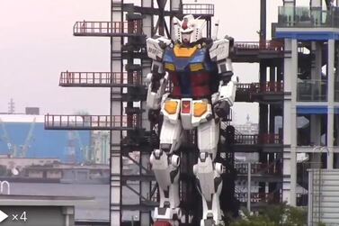 The rocket-sized Gundam robot comes to 'life' in Yokohama, Japan. Screenshot 
