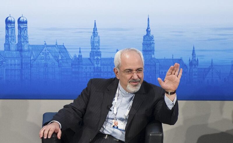 Iran's foreign minister, Mohammad Javad Zarif, participated in a panel discussion at the annual Munich Security Conference on Sunday. Lukas Barth / Reuters