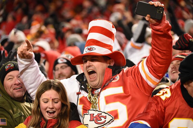 A Kansas City Chiefs fan celebrates. EPA 