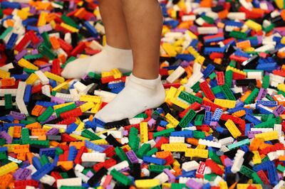 A Lego brick pond awaits guests in the lobby. Chris Whiteoak / The National