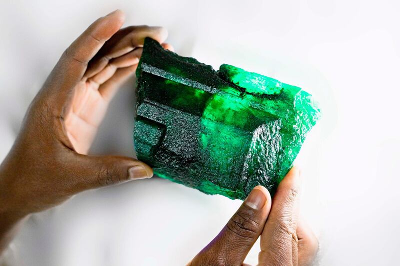 The 5,655-carat crystal has been dubbed Inkalamu, or the Lion Emerald. Courtesy Gemfields