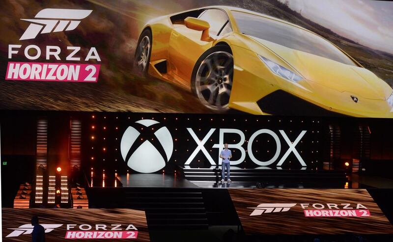 Ralph Fulton introduces the new Forza Horizon 2 racing game at the Xbox press conference. Michael Nelson / EPA
