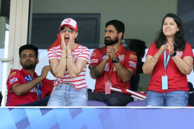 Preity Zinta owner of KXIP during match 53 of season 13 of the Dream 11 Indian Premier League (IPL) between the Chennai Super Kings and the Kings XI Punjab at the Sheikh Zayed Stadium, Abu Dhabi  in the United Arab Emirates on the 1st November 2020.  Photo by: Rahul Goyal  / Sportzpics for BCCI