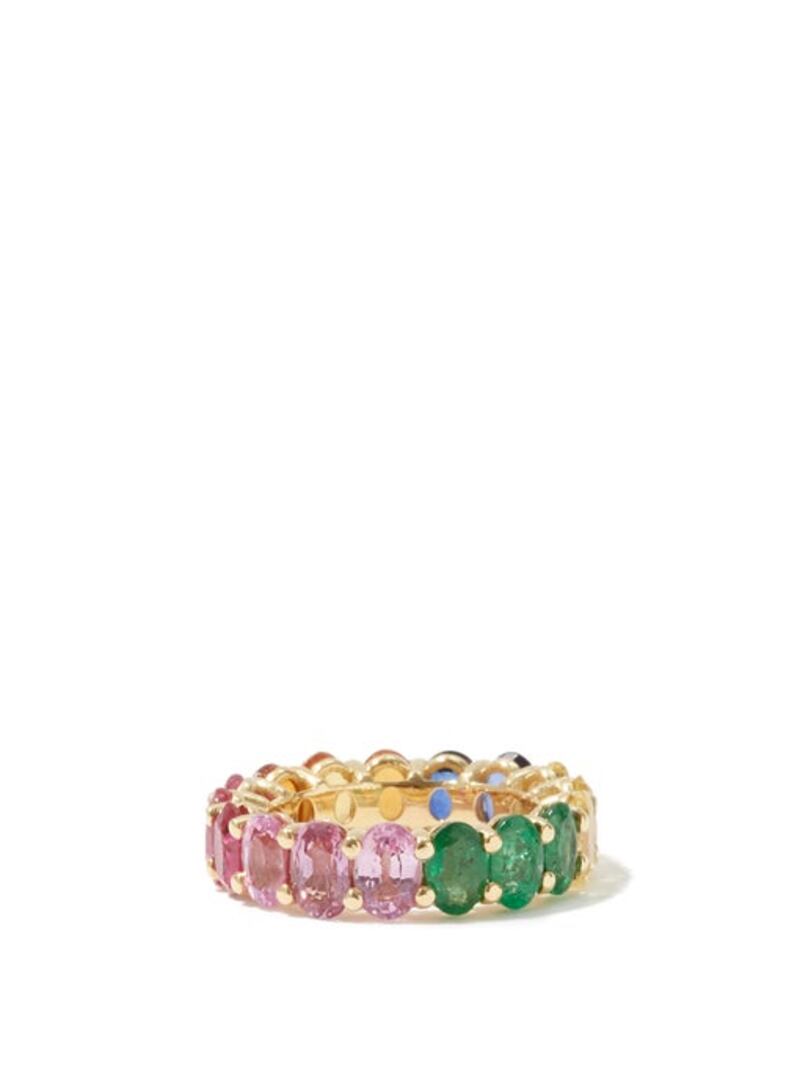 Ruby, sapphire and emerald ring, Dh20,486, Shay at MatchesFashion. Photo: MatchesFashion