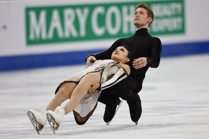 Madison Chock and Evan Bates of the US perform during the Ice Dance Free Dance Program of the ISU Figure Skating World Championships 2024 in Montreal, Canada. EPA