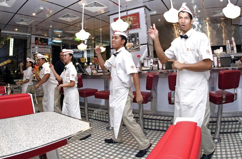 Johnny Rockets has eight restaurants in Dubai, four in Abu Dhabi and two in Ras Al Khaimah. Jeff Topping / The National