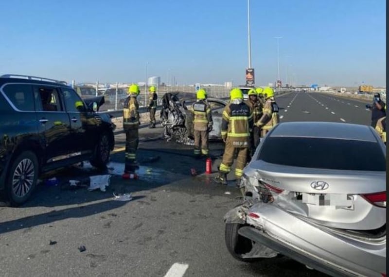A multi-vehicle crash was reported at 4.40pm on Sheikh Zayed Road on Wednesday. Courtesy; Dubai Police