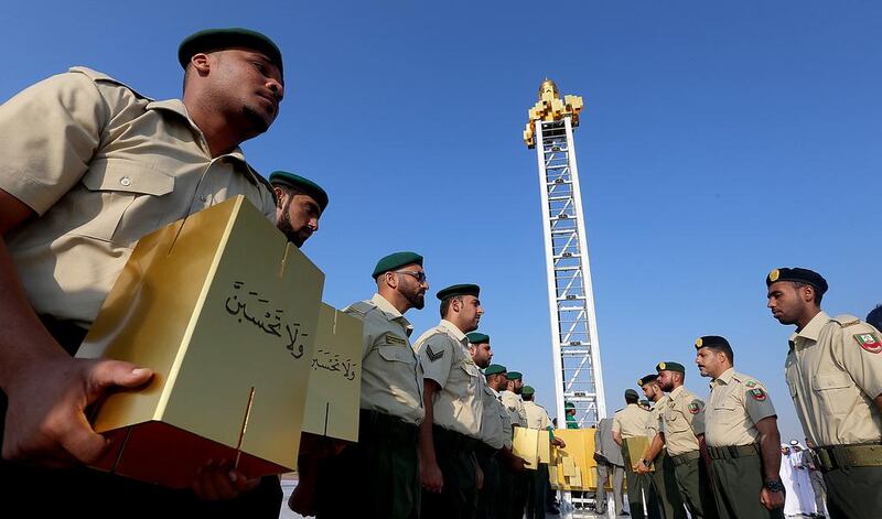 Members of the Armed Forces at the inauguration of the Martyrs’ Monument in Sharjah on Monday by the emirate’s Ruler.