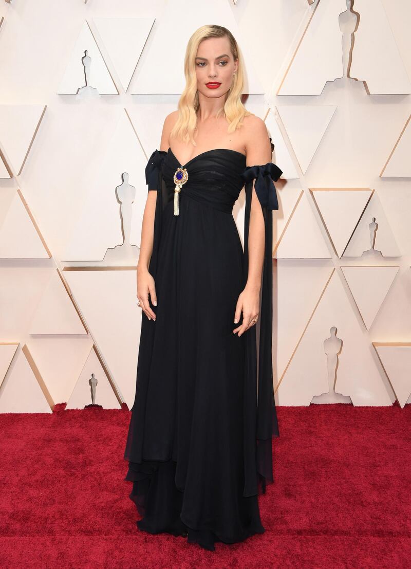 Margot Robbie in Chanel at the 92nd Oscars at the Dolby Theatre in Hollywood, California on February 9, 2020.  AFP