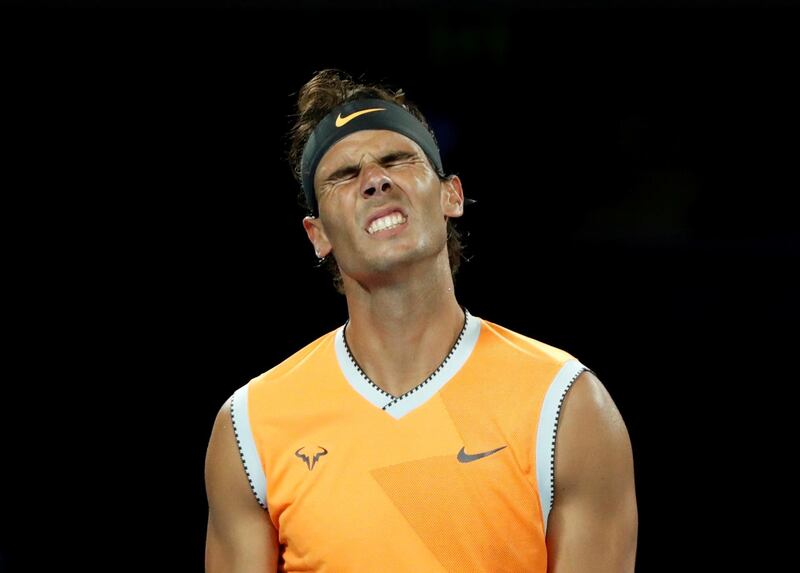 Rafael Nadal reacts during the match. Reuters