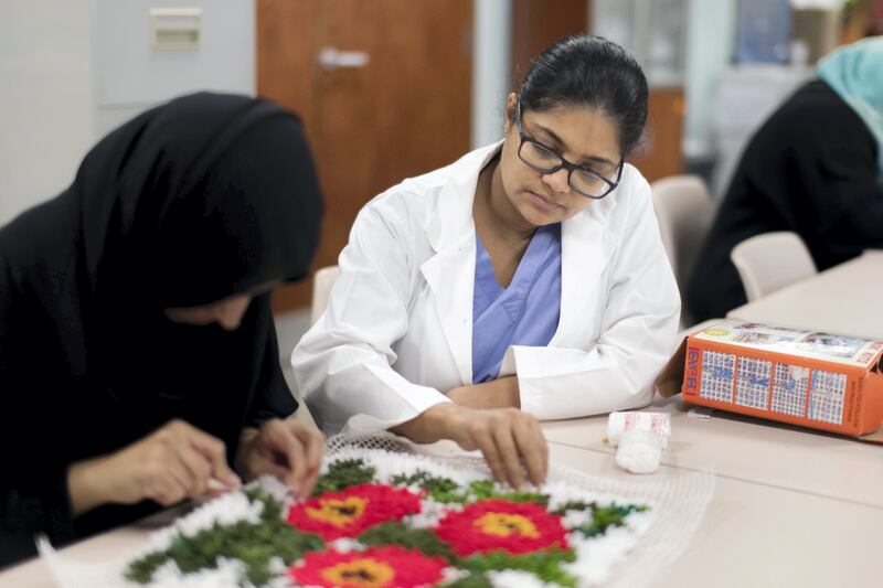 ABU DHABI, UNITED ARAB EMIRATES - SEP 28:

Outpatients at their art theraphy class in the Behavioral Sciences Pavilion at Sheikh Khalifa Medical Pavilion,

(Photo by Reem Mohammed/The National)

Reporter:  Shareena Al Nuwais
Section: NA
