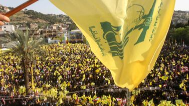 Hezbollah supporters rally in the southern city of Nabatiyeh, Lebanon, in May last year. AFP