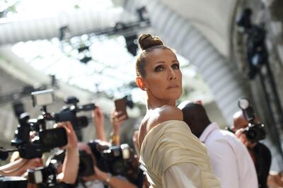 TOPSHOT - Canadian singer Celine Dion poses as she arrives for the Alexandre Vauthier Women's Fall-Winter 2019/2020 Haute Couture collection fashion show in Paris, on July 2, 2019. / AFP / Lucas BARIOULET
