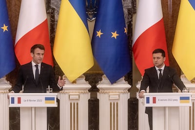 Mr Macron visited Ukraine's President Volodymyr Zelenskyy in Kyiv a day after his trip to Moscow. Getty 