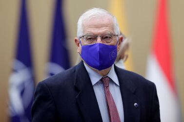 Josep Borrell on the second day of a NATO Foreign Ministers' meeting in Brussels, Belgium. Olivier Hoslet/Pool via Reuters
