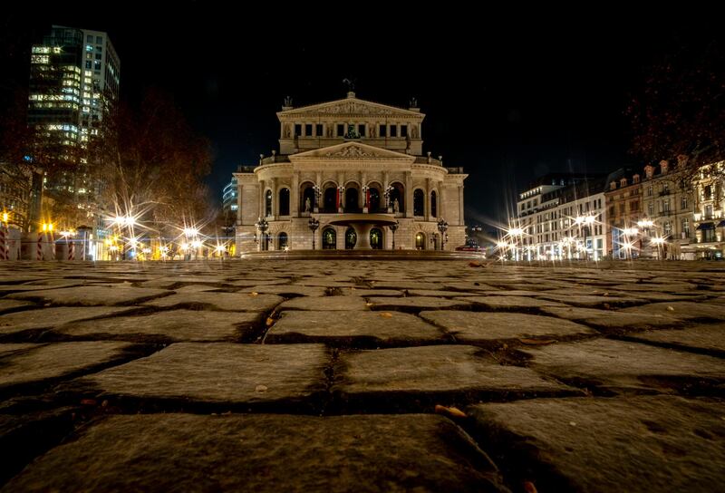 The square in front of the Old Opera is seen empty in central Frankfurt. AP Photo