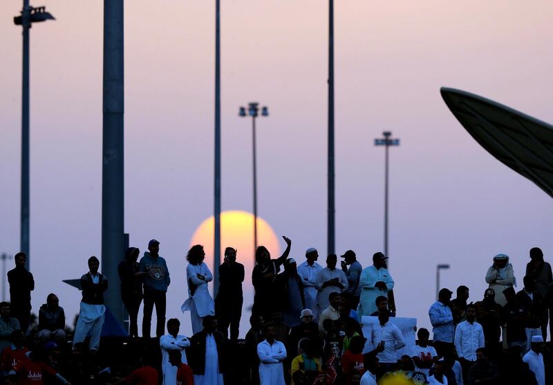 Abu Dhabi, United Arab Emirates - March 04, 2019: A fan takes a selfie during the match between Peshawar Zalmi and Quetta Gladiators in the Pakistan Super League. Monday the 4th of March 2019 at Zayed Cricket Stadium, Abu Dhabi. Chris Whiteoak / The National