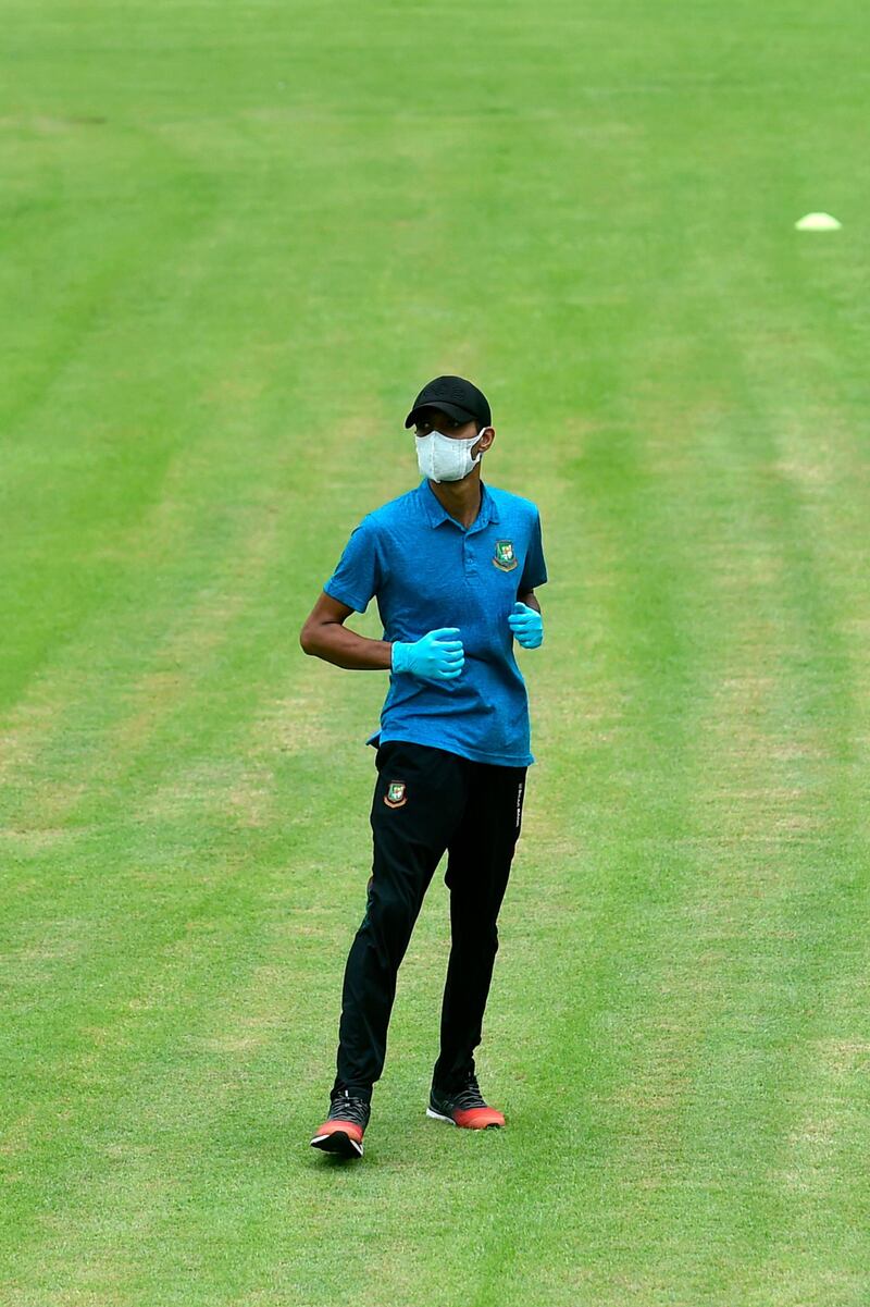 Bangladesh cricketer Shafiul Islam attends an individual training session. AFP