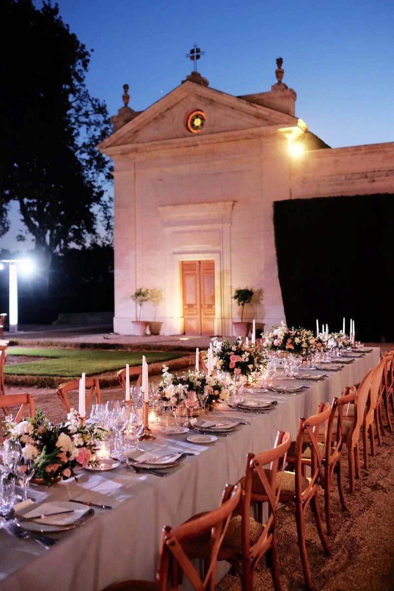A romantic evening set-up. Courtesy Branco Prata via Chateau De Tourreau