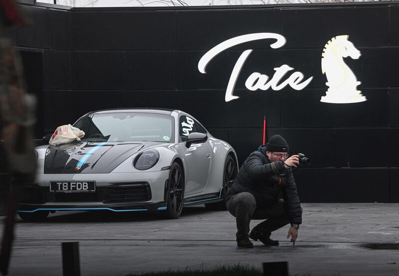 A car is pictured at 'The Hustlers University' site belonging to Tate in Bucharest. AFP
