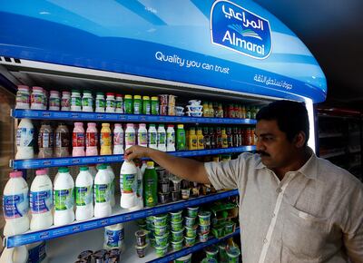 Dubai, United Arab Emirates- August, 08, 2013:  Almarai Milk products one of the 10 most recognized brand in uae displayed at one of the grocery  in Dubai . ( Satish Kumar / The National ) For Business *** Local Caption ***  SK100-AlMarai-02.jpg