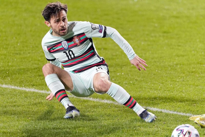 Bernardo Silva of Portugal in action during the FIFA World Cup 2022 Qatar qualifying match between Luxembourg and Portugal at Josy Barthel stadium on March 30, 2021 in Luxembourg, Luxembourg.