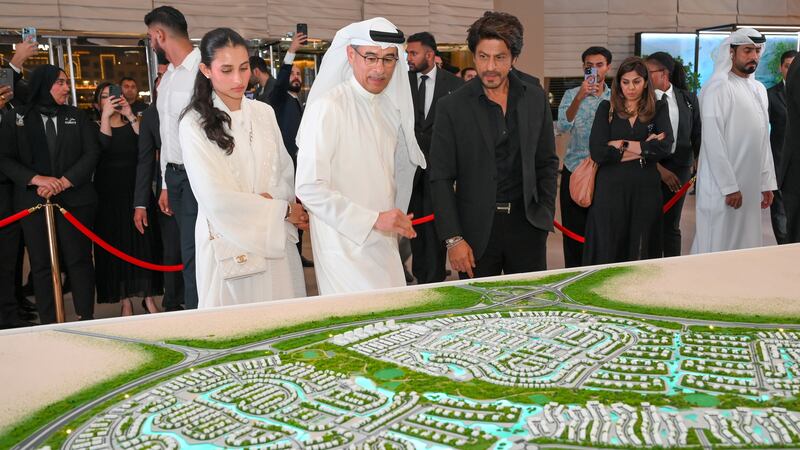 Emaar founder Mohamed Alabbar with Indian actor Shah Rukh Khan at the launch. Photo: Emaar