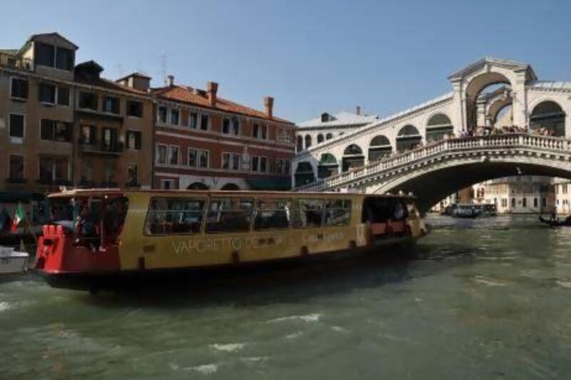 An ACTV canal bus, also known as a vaporetto, in Venice, Italy. Courtesy ACTV - AVM Group