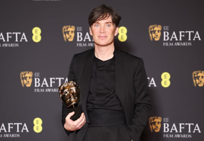 Cillian Murphy with his Best Leading Actor Bafta for Oppenheimer at the Royal Festival Hall in London on February 18. EPA