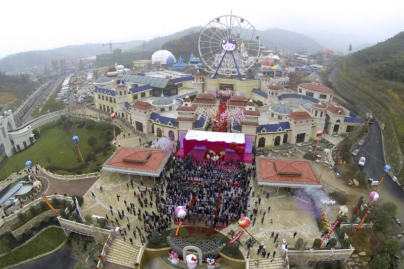 Between 35 and 40 Sanrio characters will be visible at the park and will be incorporated into games, rides, movies and parades when it opens on New Year's day. AP Photo