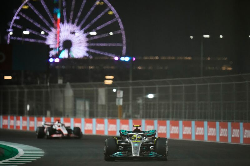 Lewis Hamilton races during the Saudi Arabia Grand Prix. AP