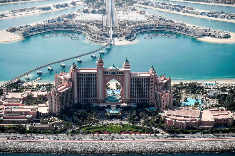 An aerial view of the Atlantis The Palm.