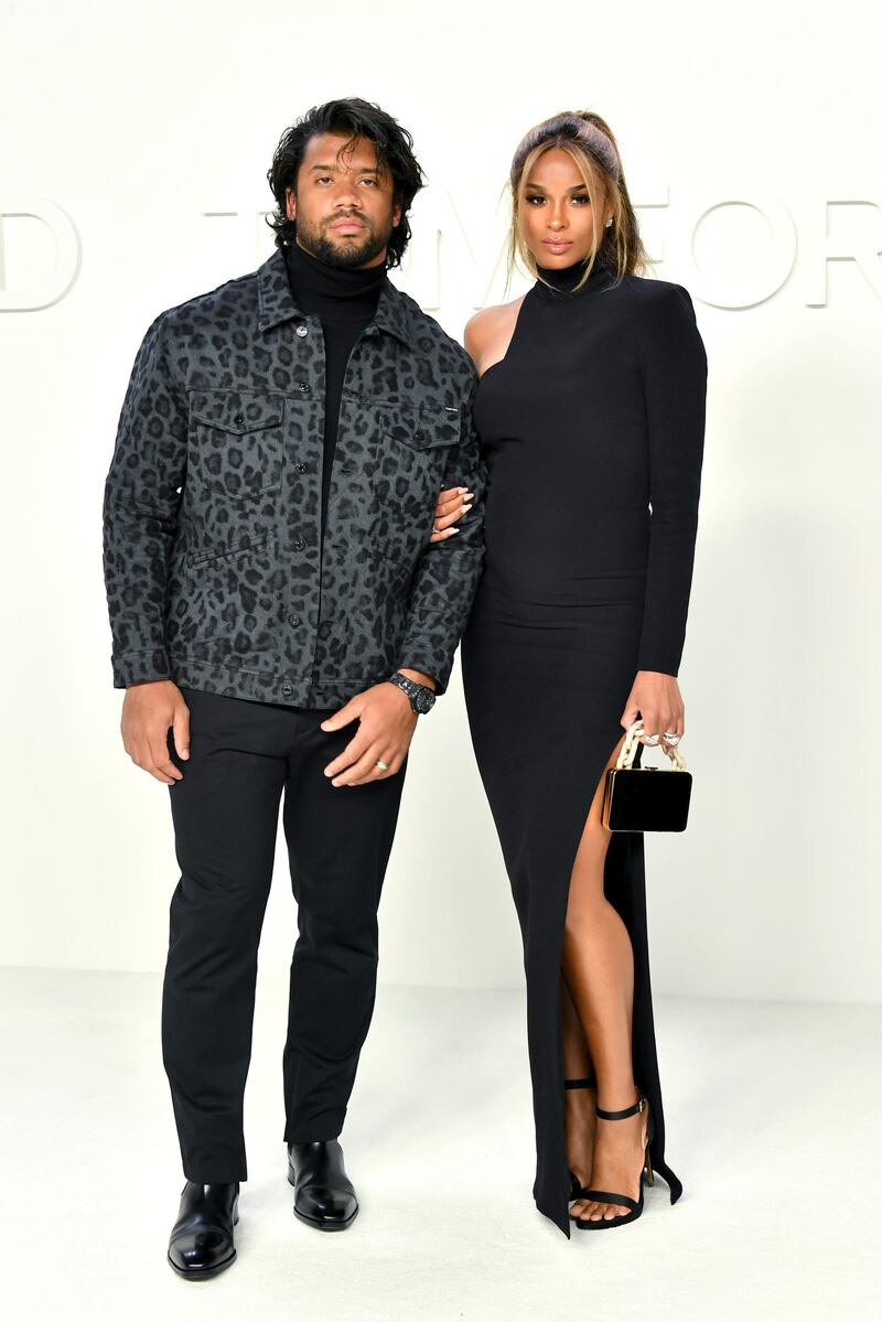 Russell Wilson and Ciara attend the Tom Ford show during New York Fashion Week on February 7, 2020, in Los Angeles. AFP