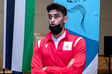 Emirati swimmer, Yousuf Al Matrooshi during the Fina World Swimming Championships Press conference held at the Emirates Palace on 29th June, 2021. Victor Besa / The National.
Reporter: Amith Passela for Sports