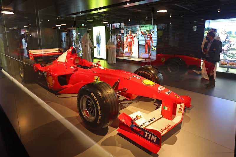 A Ferrari driven by Formula One great Michael Schumacher is another prominent exhibit.