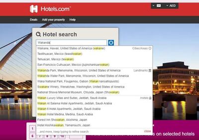The search results for 'Wakanda' on Hotels.com.