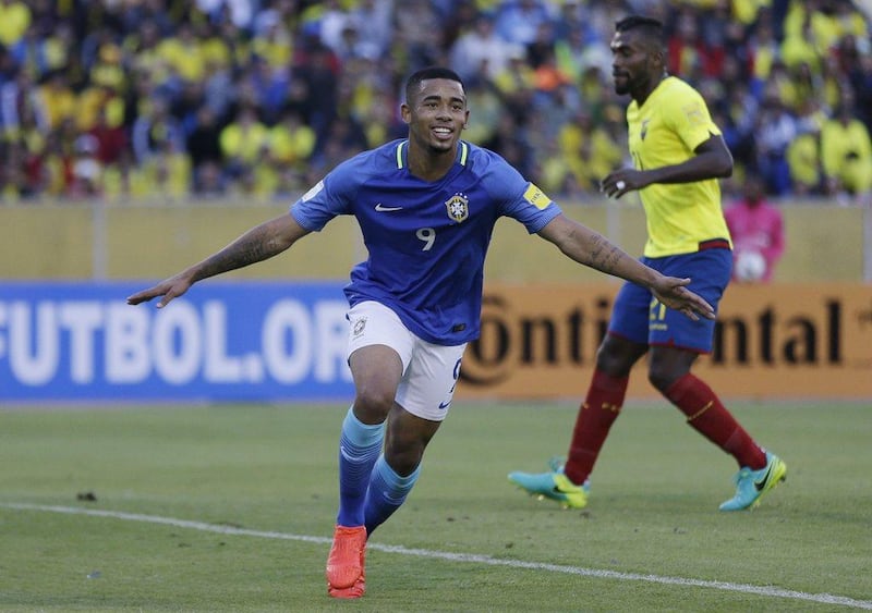 Gabriel Jesus celebrates his goal against Ecuador. Ricardo Mazalan / AP Photo