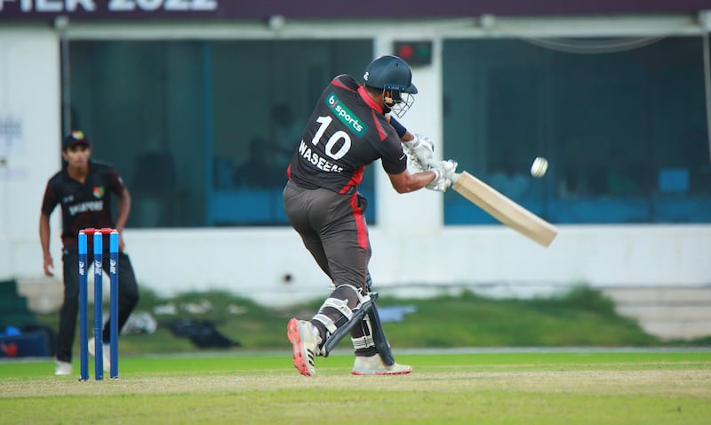Muhammed Waseem top scored with 58 as UAE beat Singapore in the Asia Cup Qualifier in Muscat on August 22, 2022. Courtesy ACC