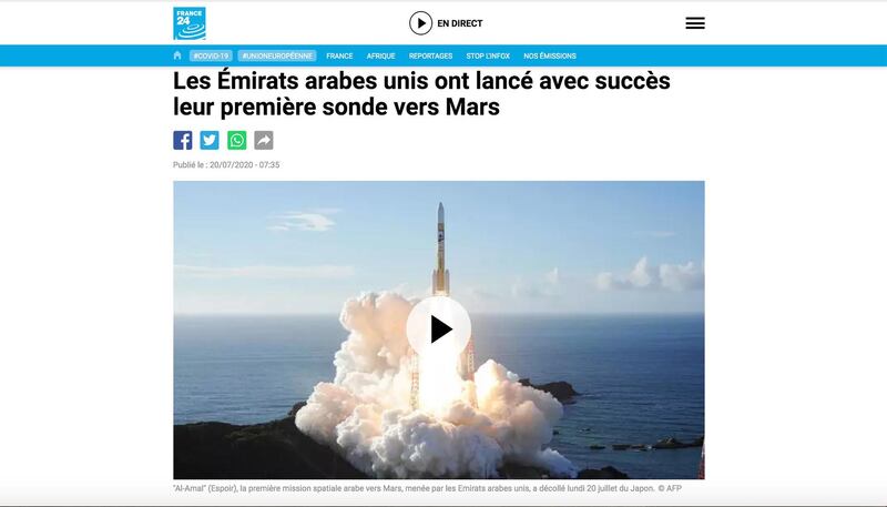 'Almost an hour after take-off, applause resounded in the Japanese control room when the probe separated,' France 24 wrote