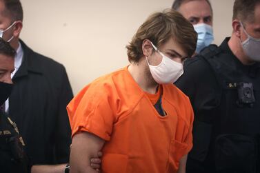 BUFFALO, NEW YORK - MAY 19: Payton Gendron arrives for a hearing at the Erie County Courthouse on May 19, 2022 in Buffalo, New York.  Gendron is accused of killing 10 people and wounding another 3 during a shooting at a Tops supermarket on May 14 in Buffalo.  The attack was believed to be motivated by racial hatred.    Scott Olson / Getty Images / AFP
