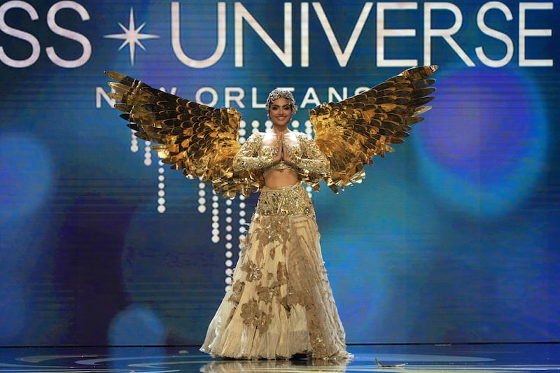 Miss India, Divita Rai, during the 71st Miss Universe national costume competition. All photos: AFP