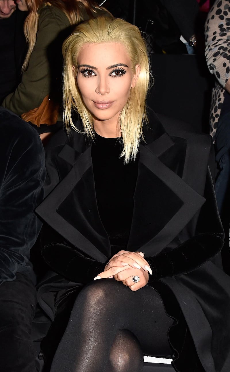 PARIS, FRANCE - MARCH 05:  Kim Kardashian attends the Balmain show as part of the Paris Fashion Week Womenswear Fall/Winter 2015/2016 on March 5, 2015 in Paris, France.  (Photo by Pascal Le Segretain/Getty Images)