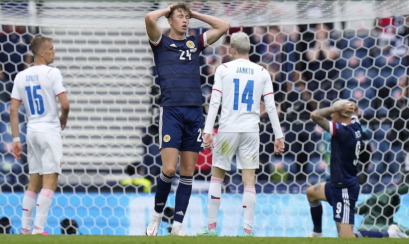 Jack Hendry 6 - The 26-year-old scored against the Netherlands and was inches away from equalising when his looping shot was denied only by the crossbar. The defender will regret his attempt at goal later on that saw the ball blocked into the path of Schick for the second goal. EPA