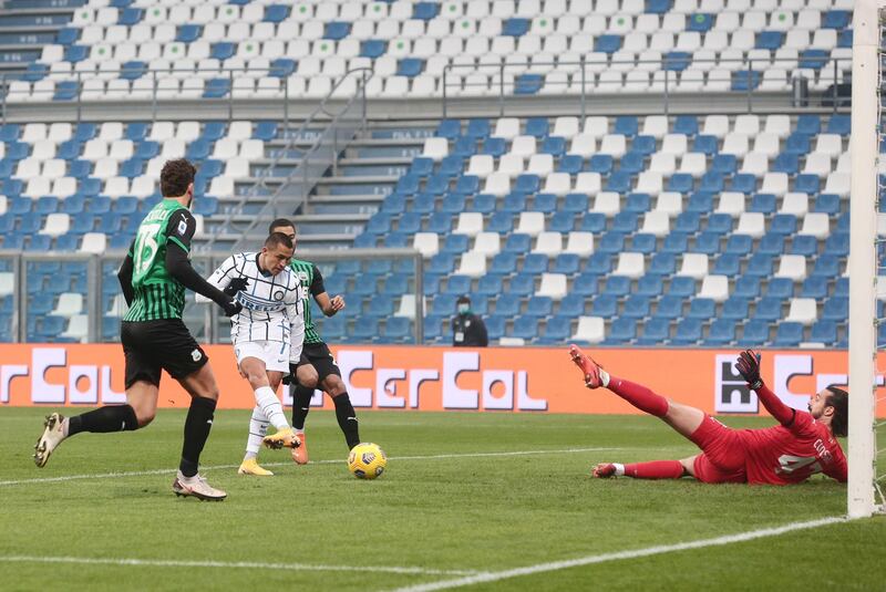 Inter's Alexis Sanchez opens the scoring. EPA