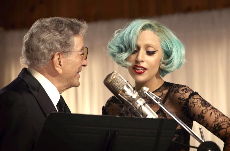 Lady Gaga joined Tony Bennett for a duet of The Lady Is A Tramp for his DUETS II CD. PRNewsFoto / RPM / Columbia Records, Josh Cheuse) 