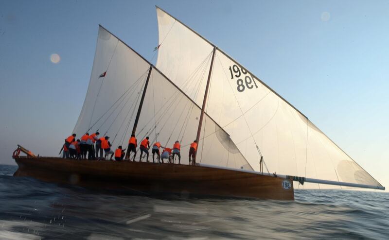 An 18-metre dhow competing in the Al Gaffal. EPA