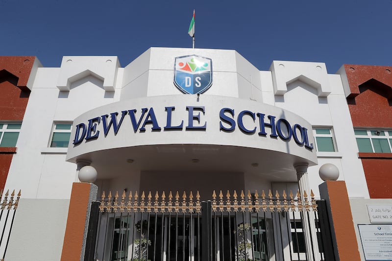 The entrance to Dewvale School in Al Quoz. Pawan Singh / The National