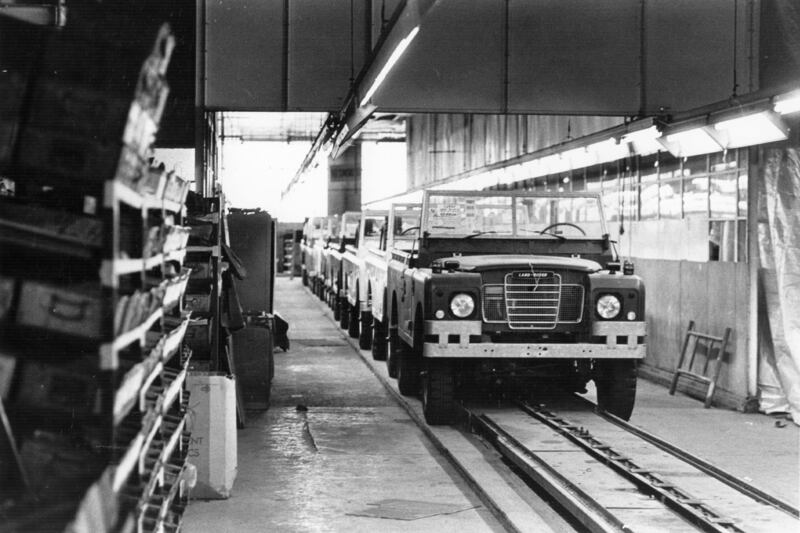 The Land Rover production line, at Solihull in Birmingham, at a standstill following a strike in 1980
