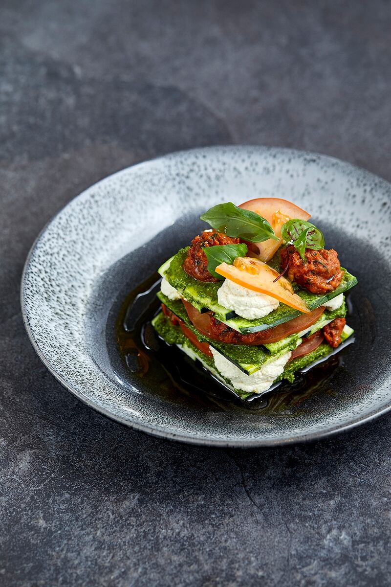 Raw courgette and tomato lasagne.