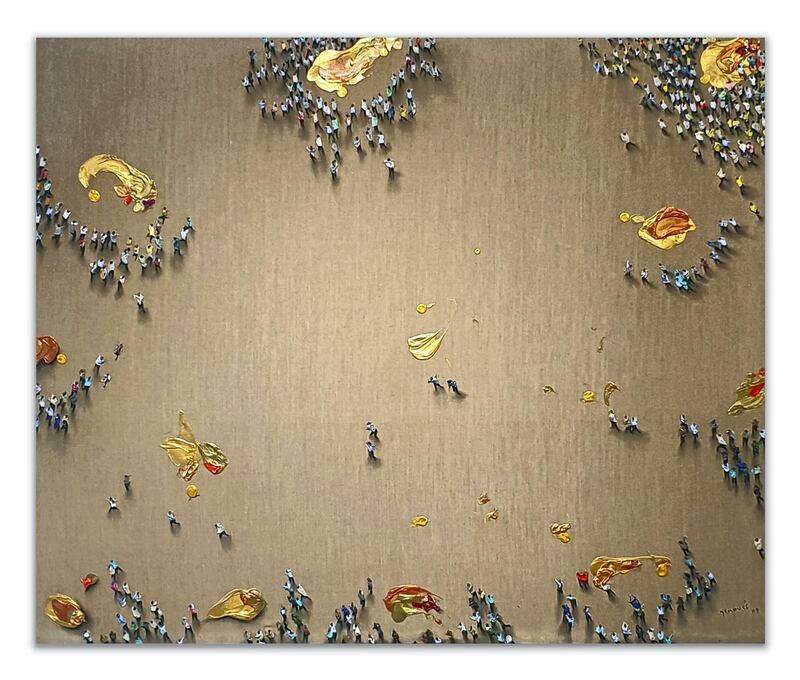Oro (2009) by Juan Genoves, Acrylic on Canvas, 150 x 180 cm. Courtesy RAK Art Foundation/ Marine Terlizzi